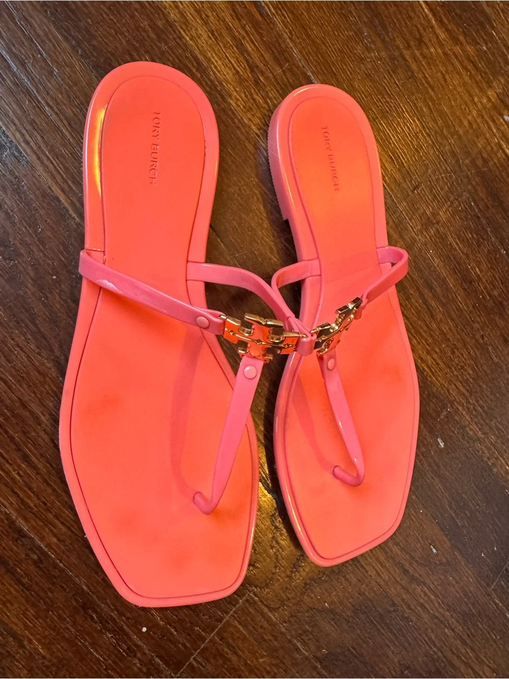 Tory Burch Coral Pink Logo Thong Sandals
